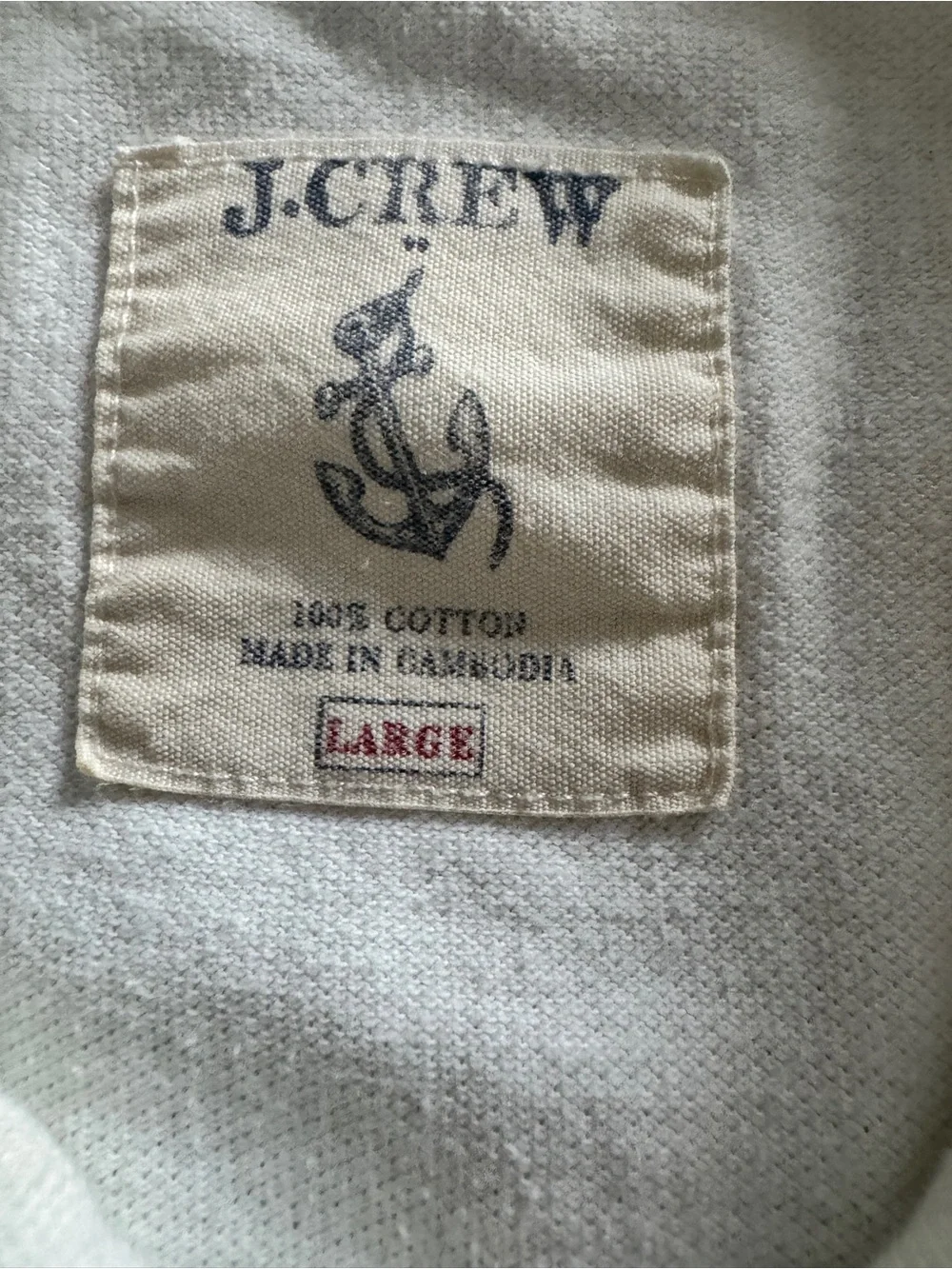 J.Crew Polo Shirt Men’s Large White Pique Cotton Embroidered Logo Y2K